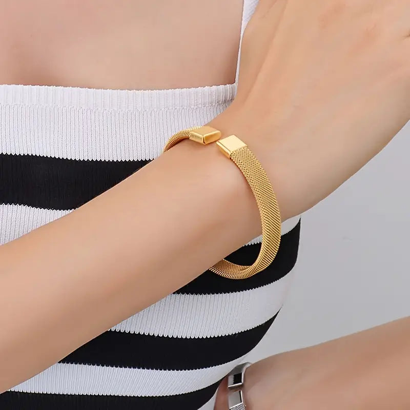 Mesh Cuff Bracelet - Stainless Steel
