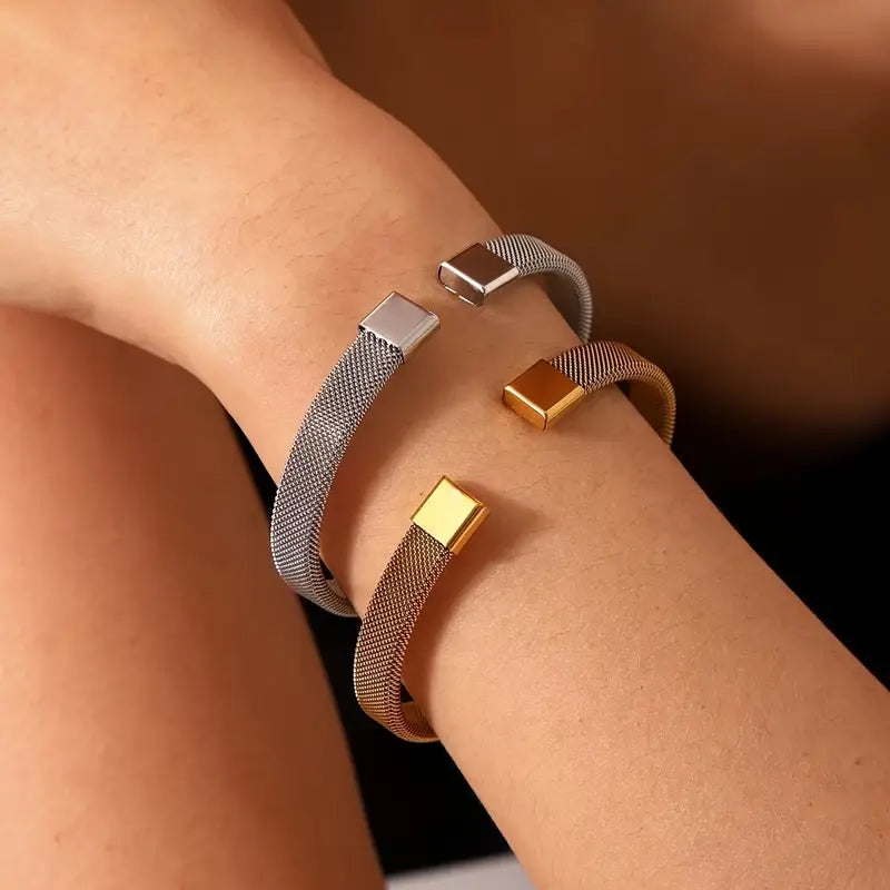 Mesh Cuff Bracelet - Stainless Steel