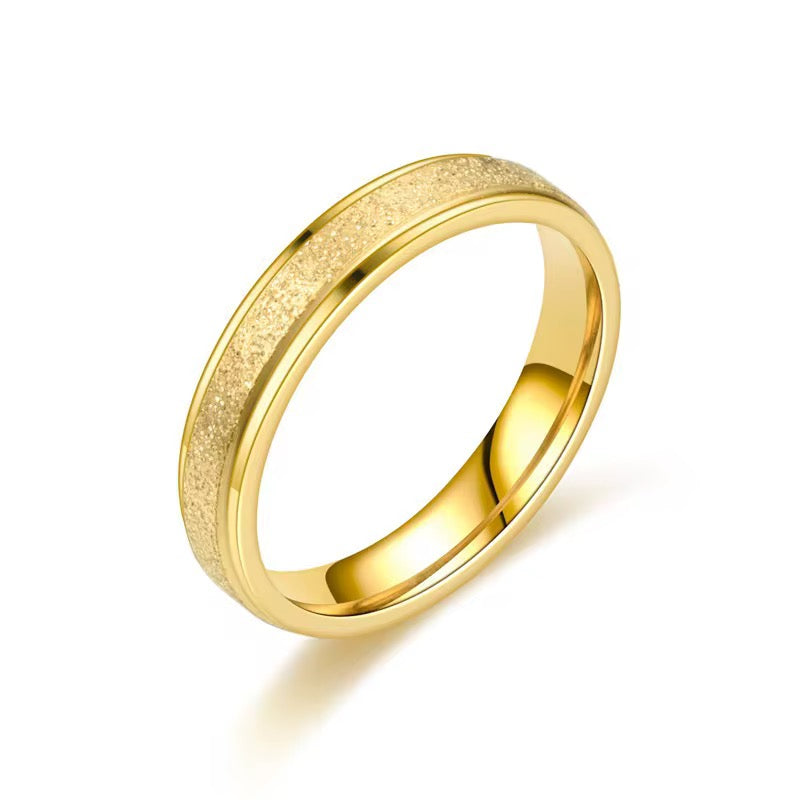 Titanium Steel Frosted Ring - Stainless Steel