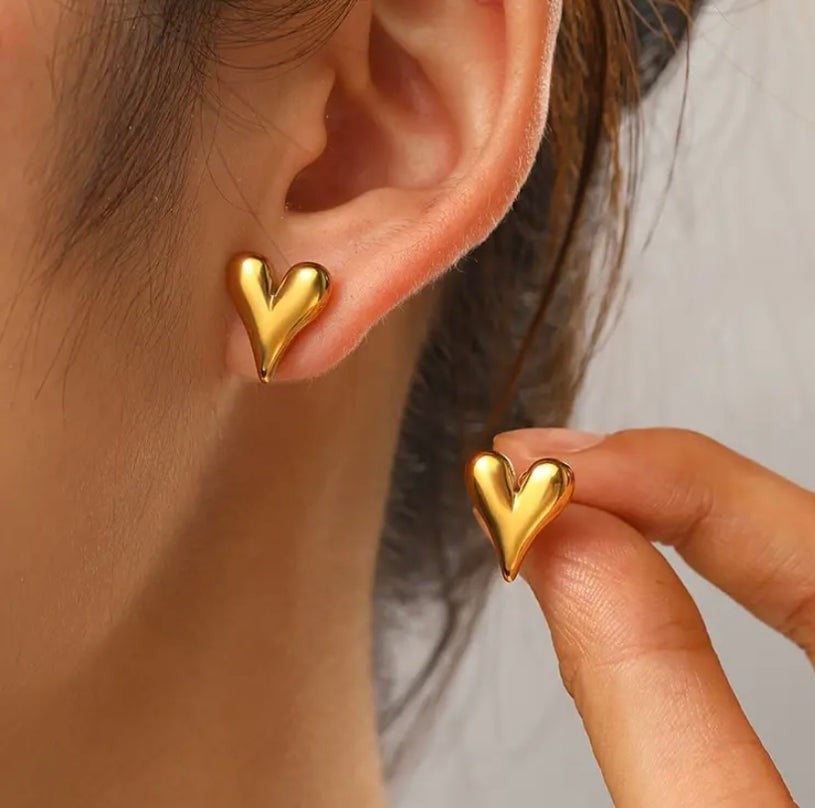 Aurum Heart Earrings - Stainless Steel