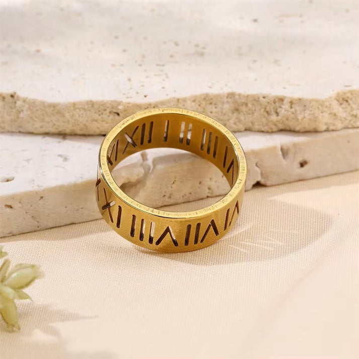 Norma Roman Number Ring - Stainless Steel