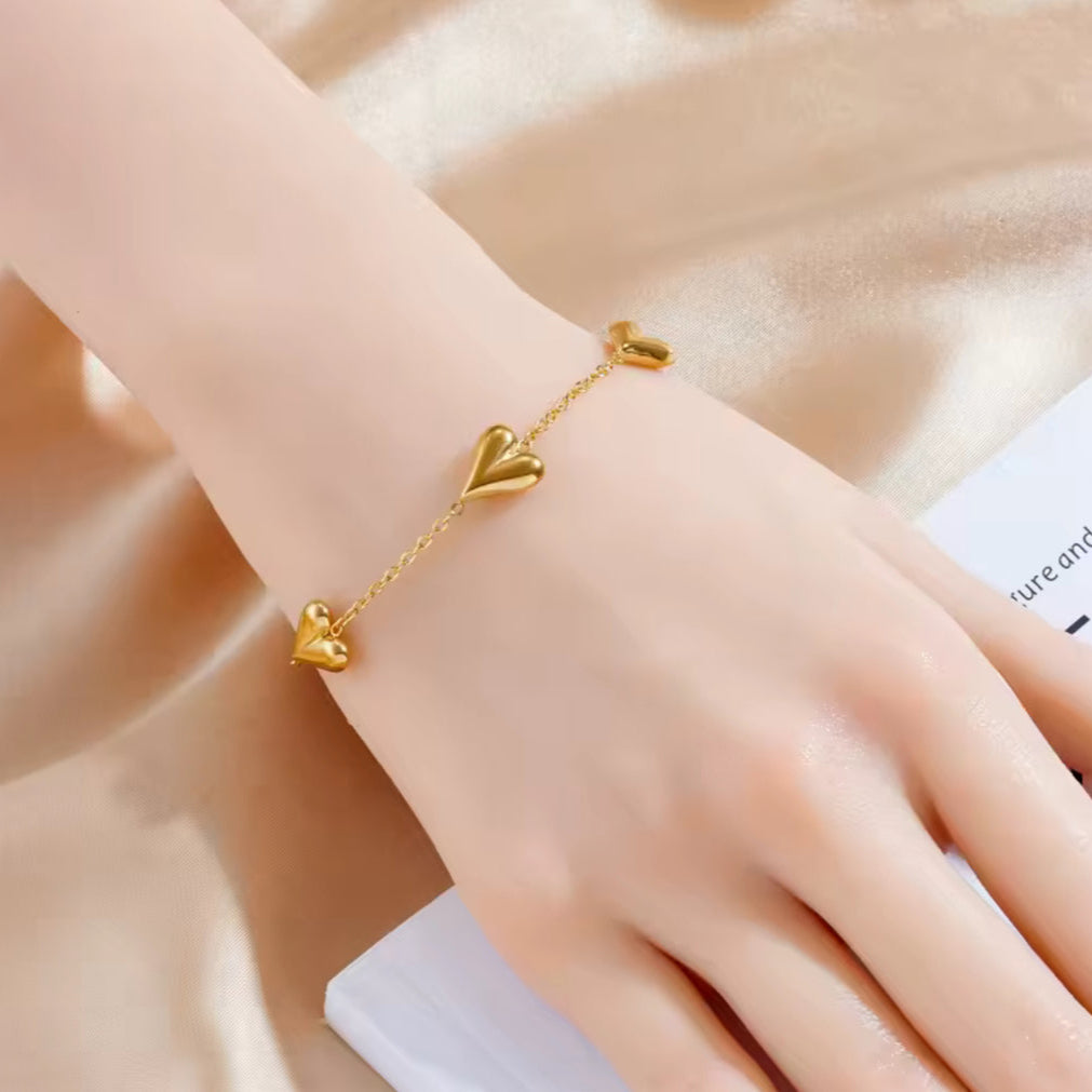 3 Heart Bracelet - Stainless Steel