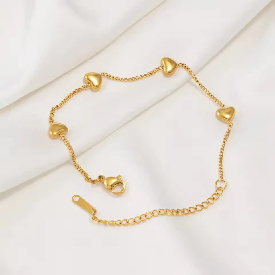4 Heart Bracelet - Stainless Steel