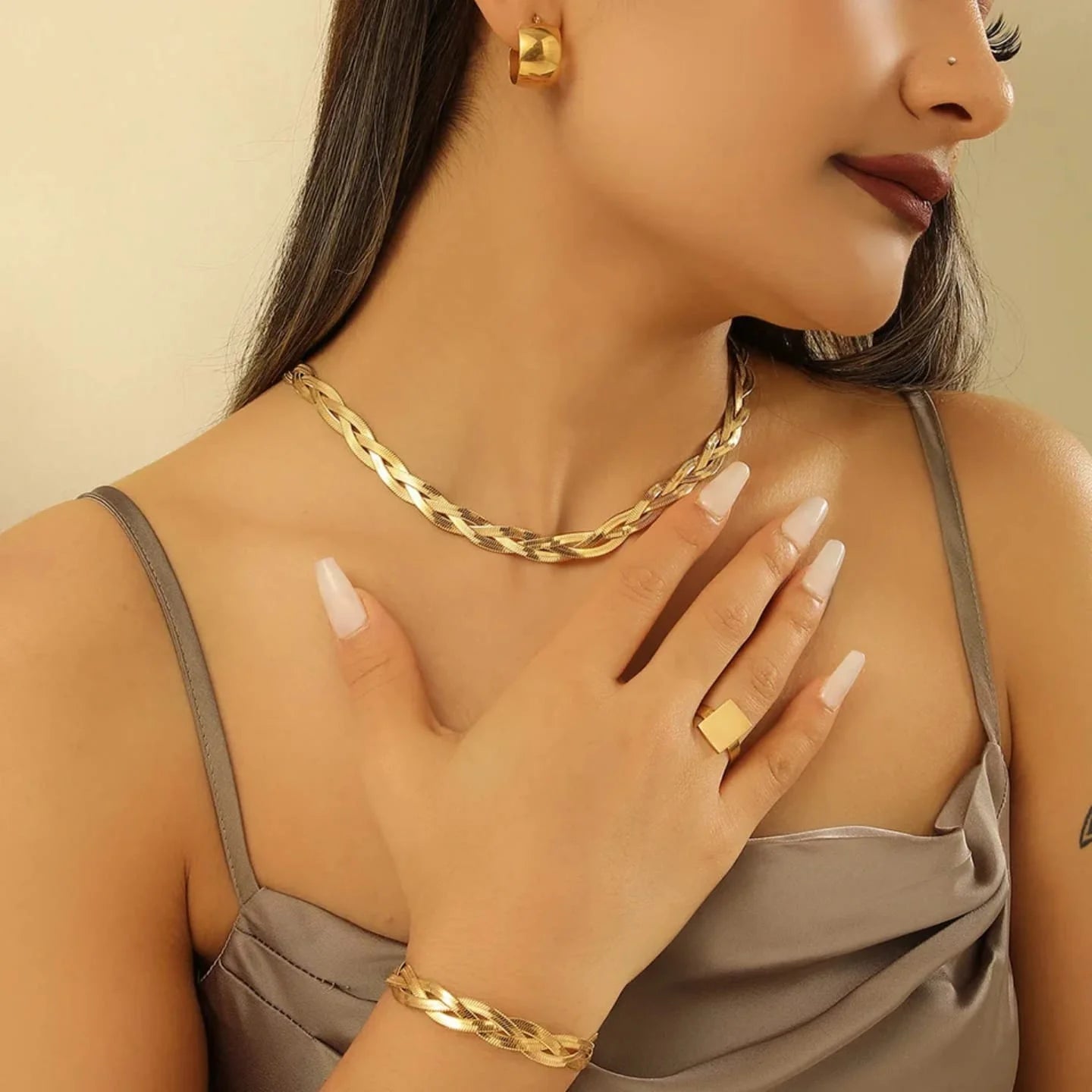 Set Triple Chain (Bracelet + Necklace)