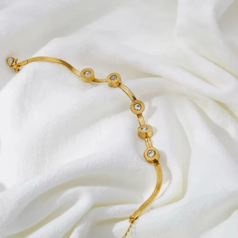 5 Stones Roman Bracelet - Stainless Steel