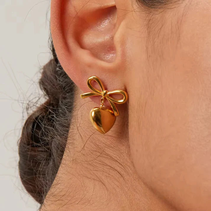 Amora Bow Earrings - Stainless Steel