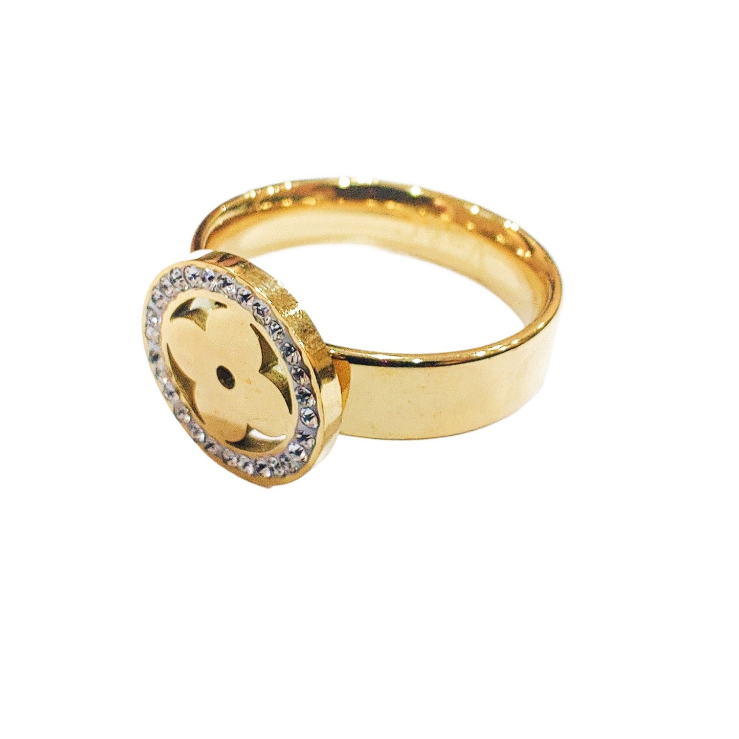 Stoned Flower Ring - Stainless Steel