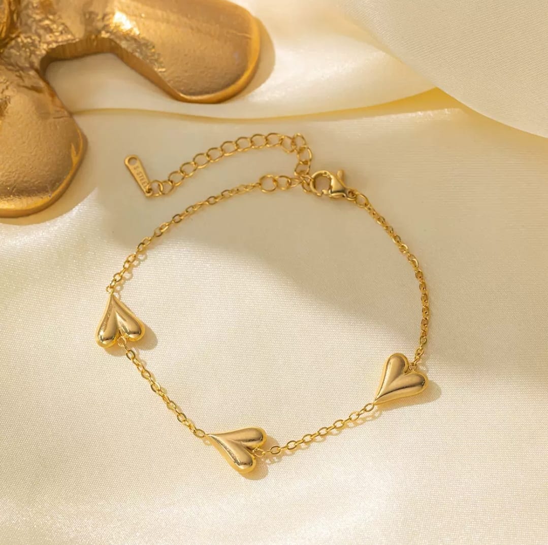 3 Heart Bracelet - Stainless Steel
