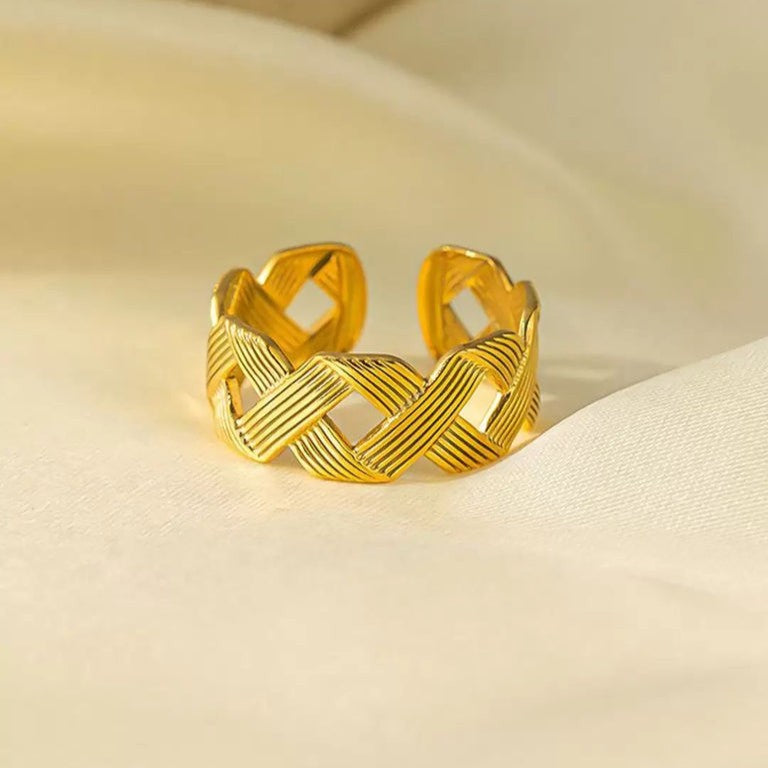 Cross Pattern Ring - Stainless Steel