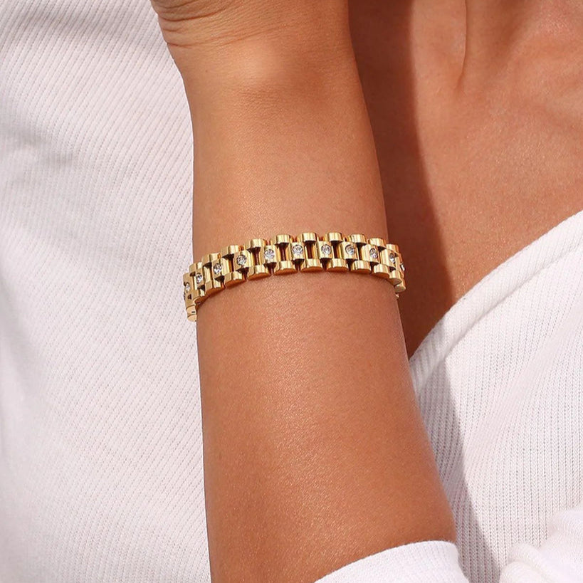 Rolex Single Stone Bracelet - Stainless Steel