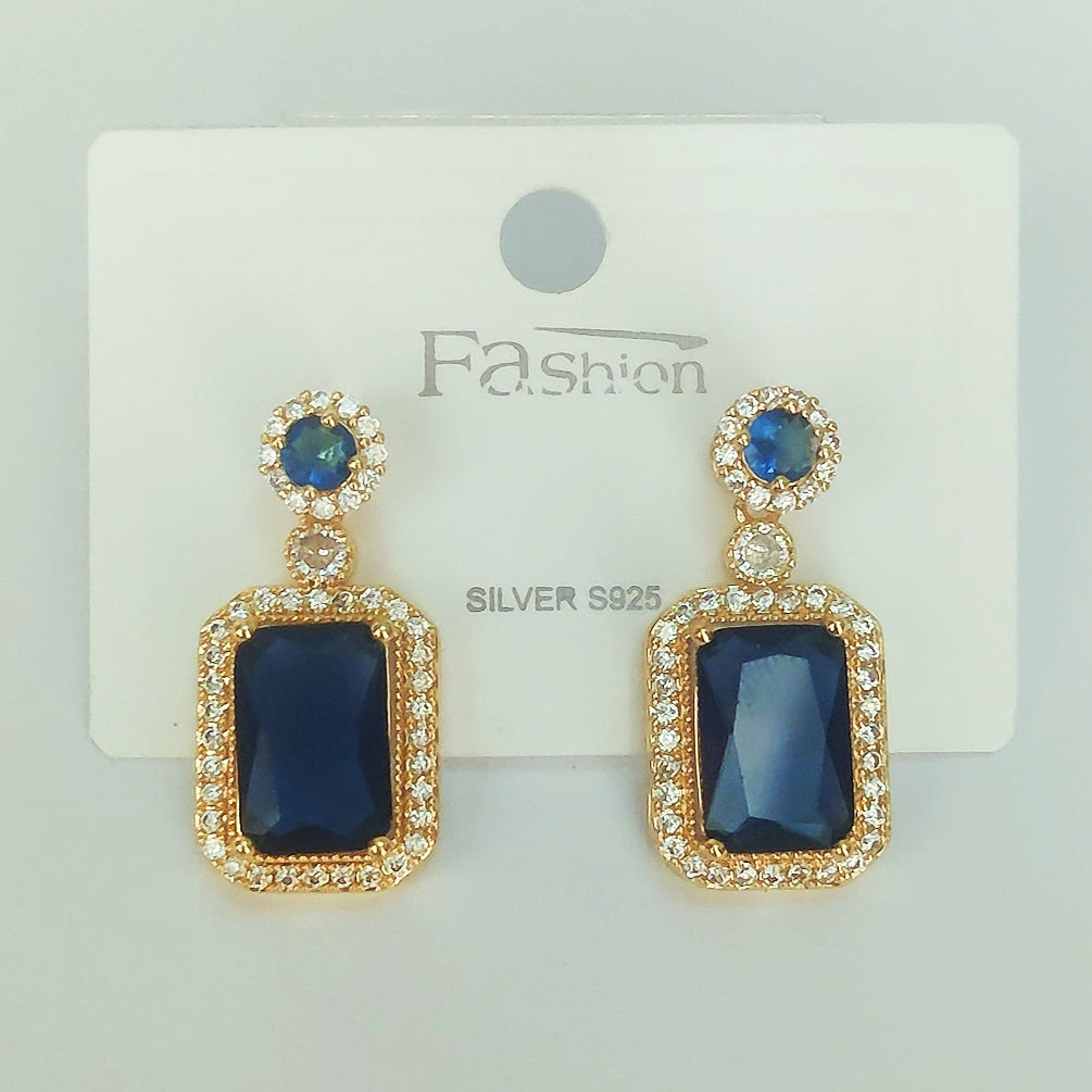 Rectangle Studied Jamni Earrings - China Gold
