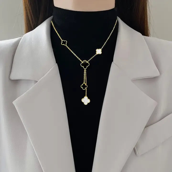 Clover Tassel Necklace - Stainless Steel