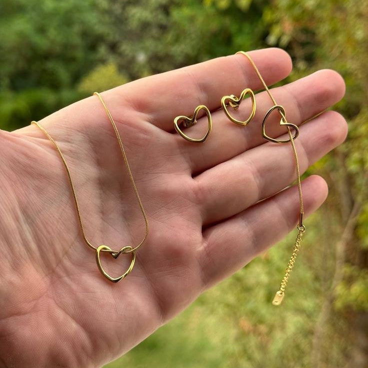 Hollow Heart (Necklace + Bracelet + Tops)