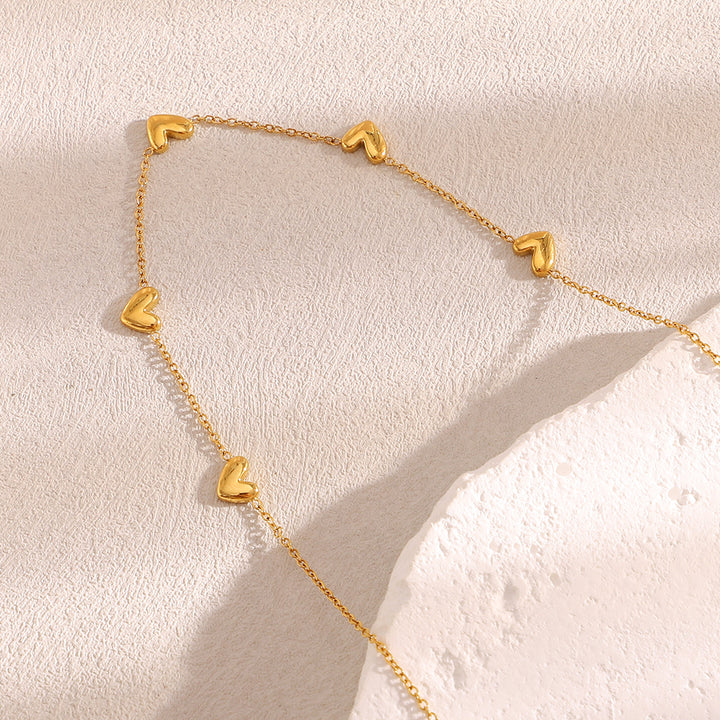 Italic Mini Hearts Necklace - Stainless Steel