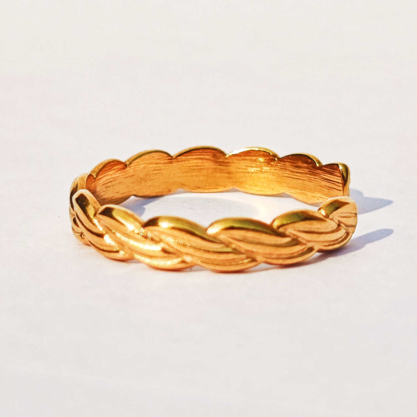 Slim Twisted Rope Adjustable Ring - Stainless Steel