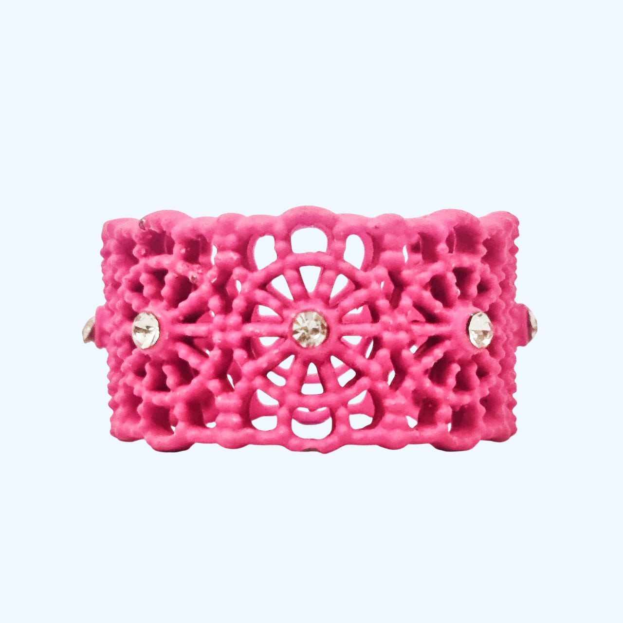 Pink Flower Pattern Ring - China Gold