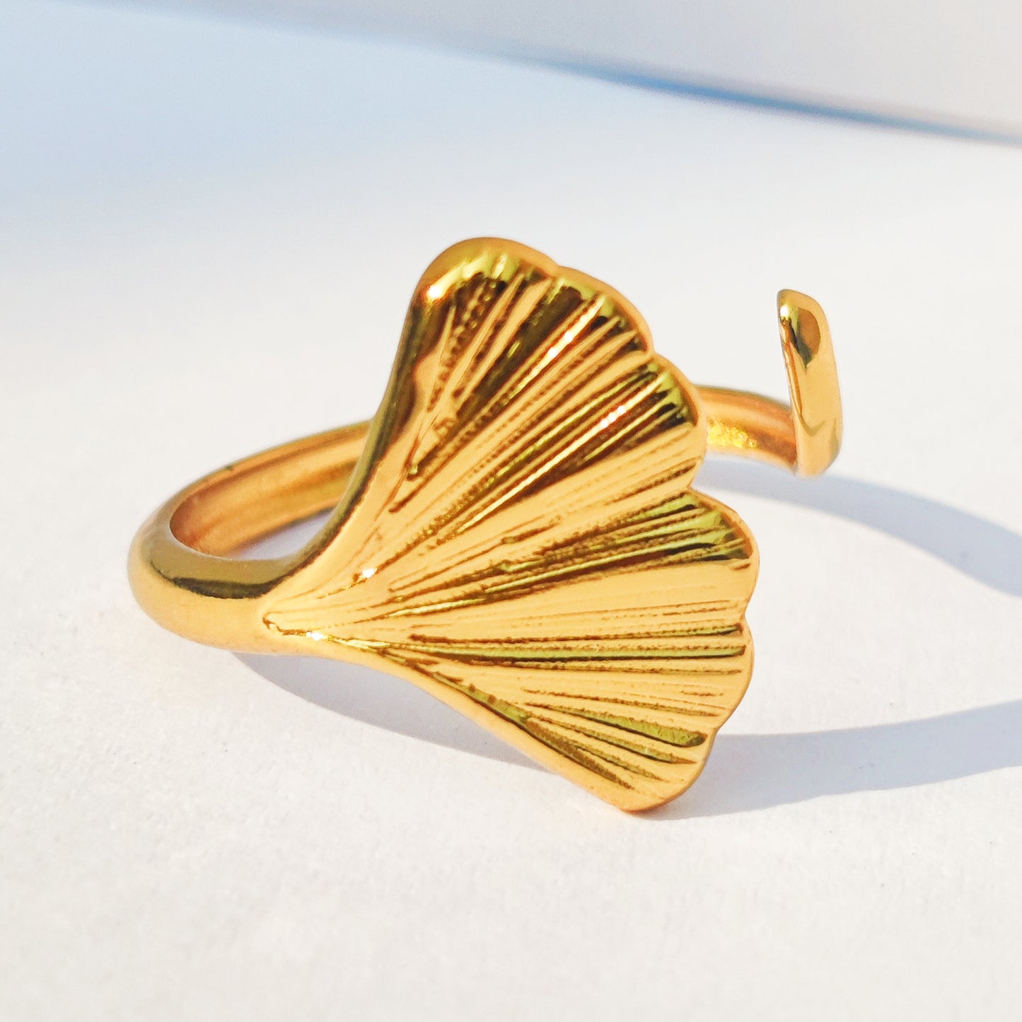 Sea Shell Adjustable Ring - Stainless Steel