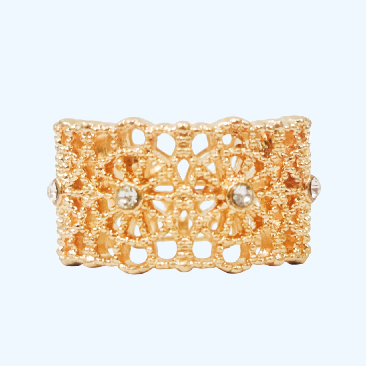 Golden Flower Pattern Ring - China Gold