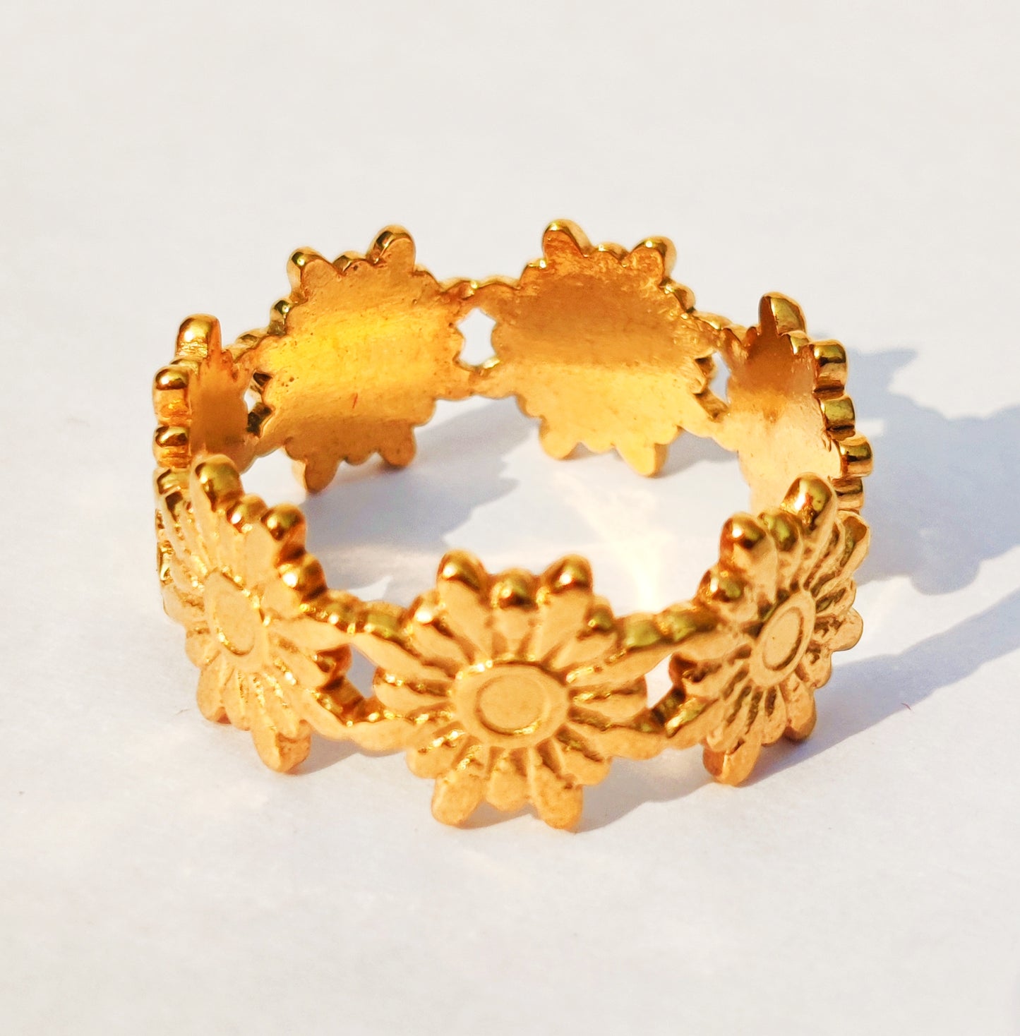 Sunflower Adjustable Ring - Stainless Steel