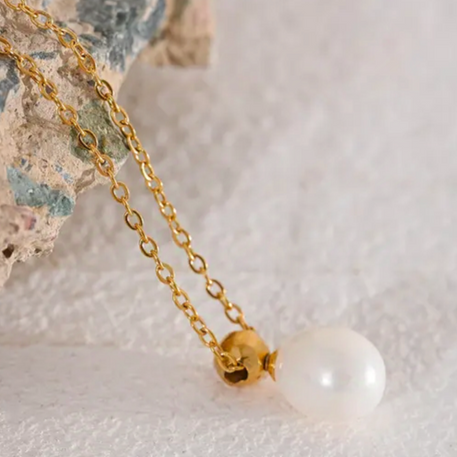 Pearl drop Necklace - Stainless Steel