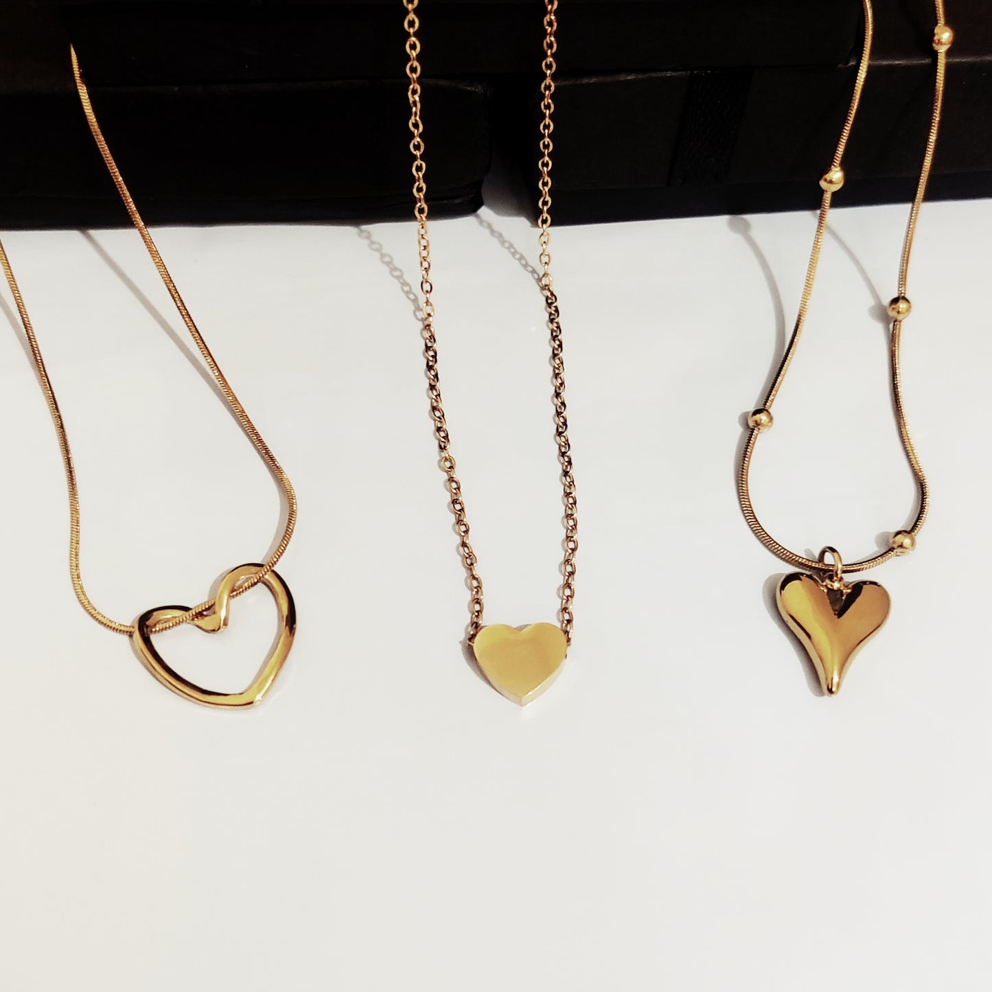 3 Heart Necklaces (Hollow + Mini + Arrow)