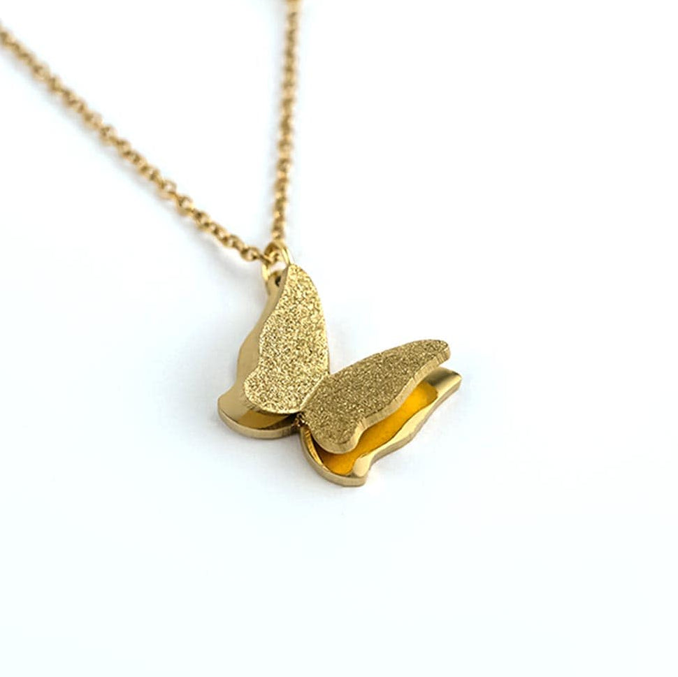 Double Layer Butterfly Pendant - Stainless Steel