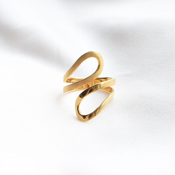 Duo Bubbly Hollow Ring - Stainless Steel