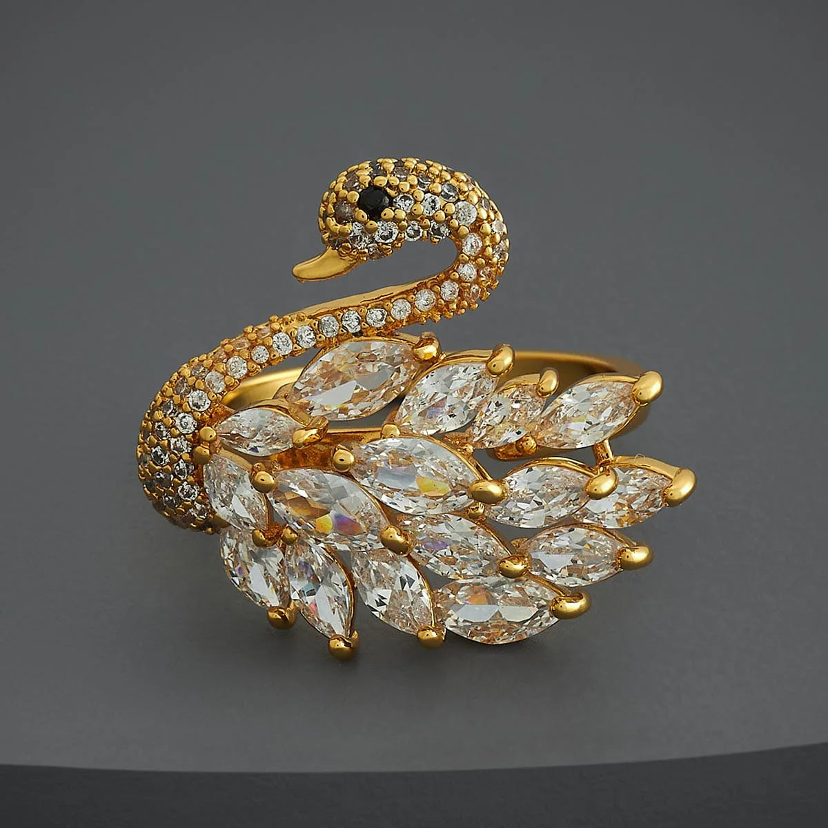 Diamond Swan Ring - Stainless Steel