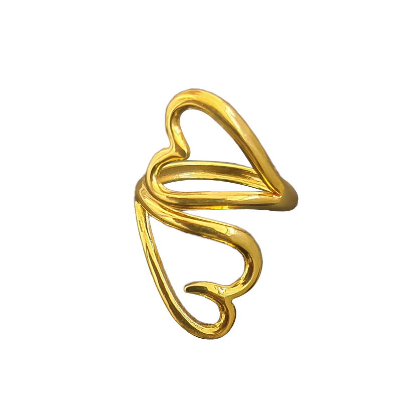 Twin Hollow Heart - Adjustable Ring