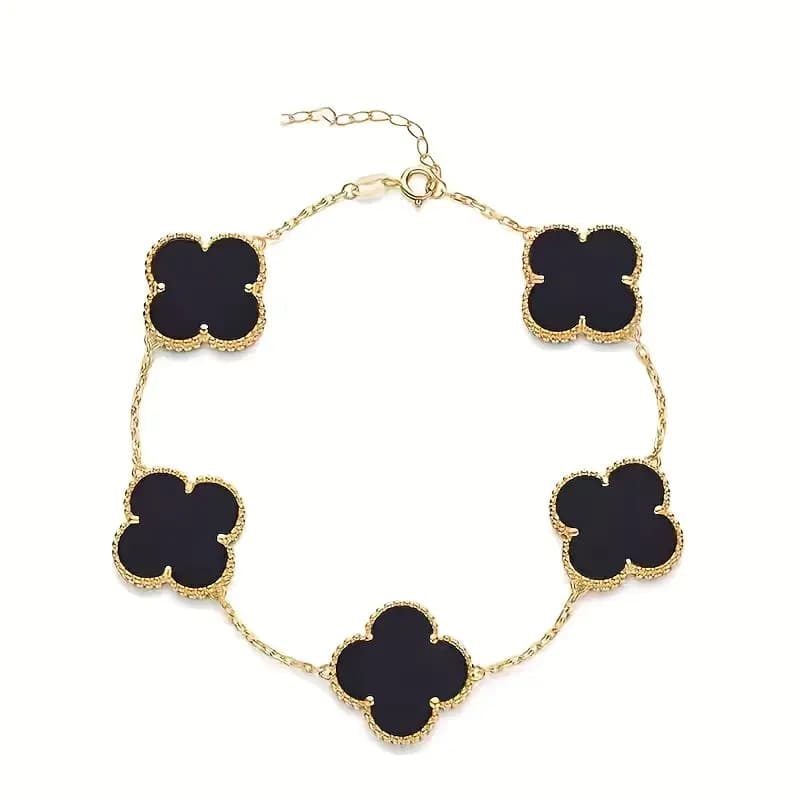 4 Leaf Black Clover Bracelet - Stainless Steel