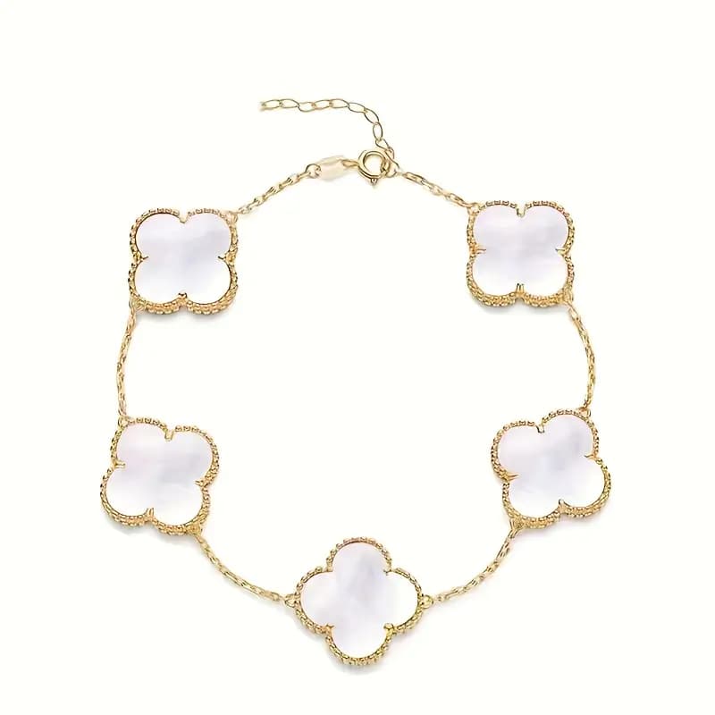 4 Leaf White Clover Bracelet - Stainless Steel