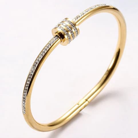 Studded Lock Zirconia Handcuff - Stainless Steel
