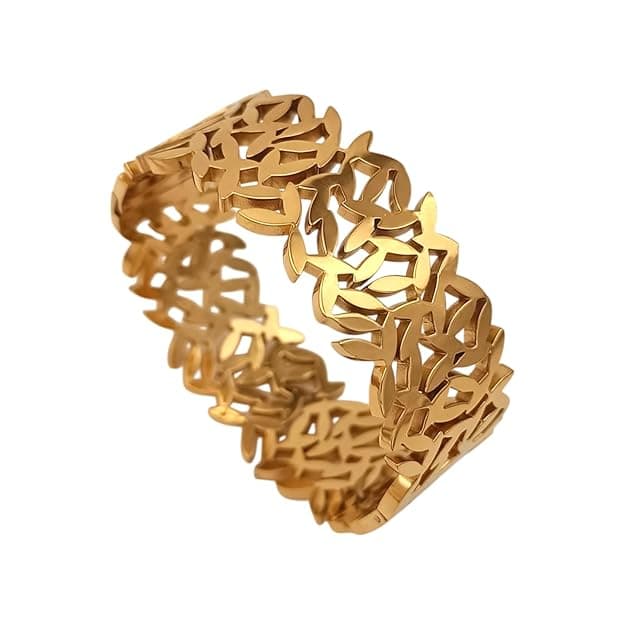 Hollow Leaf Bangle - Stainless Steel