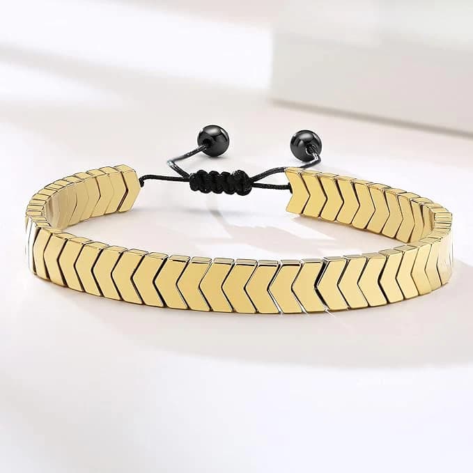 Golden Hematite Arrow Adjustable Bracelet - Stainless Steel