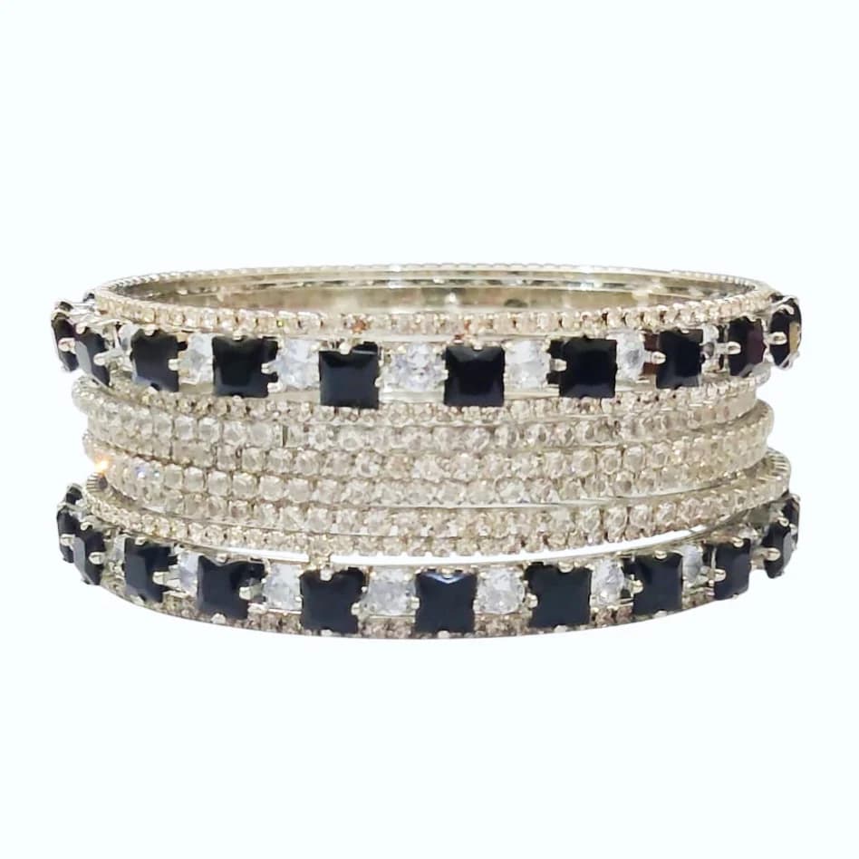 Black Rectangle Bangle Set - China Gold