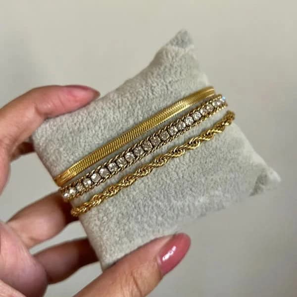 3 Bracelets (Milas + Luster + Snake) - Stainless Steel