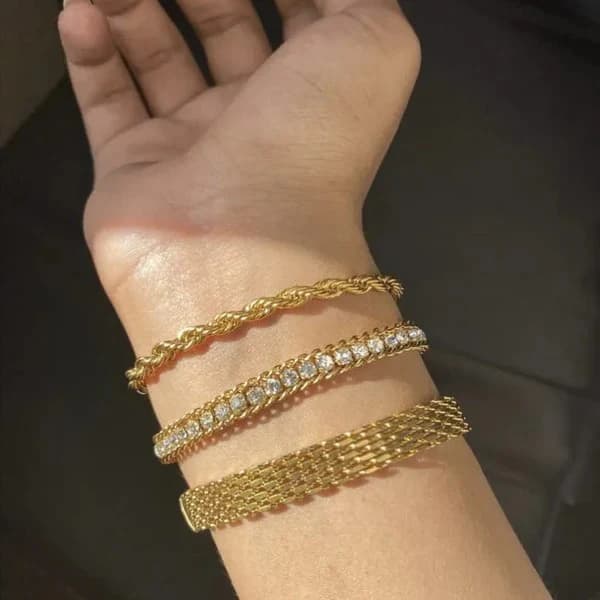 3 Bracelets (Milas + Luster + Rowena) - Stainless Steel