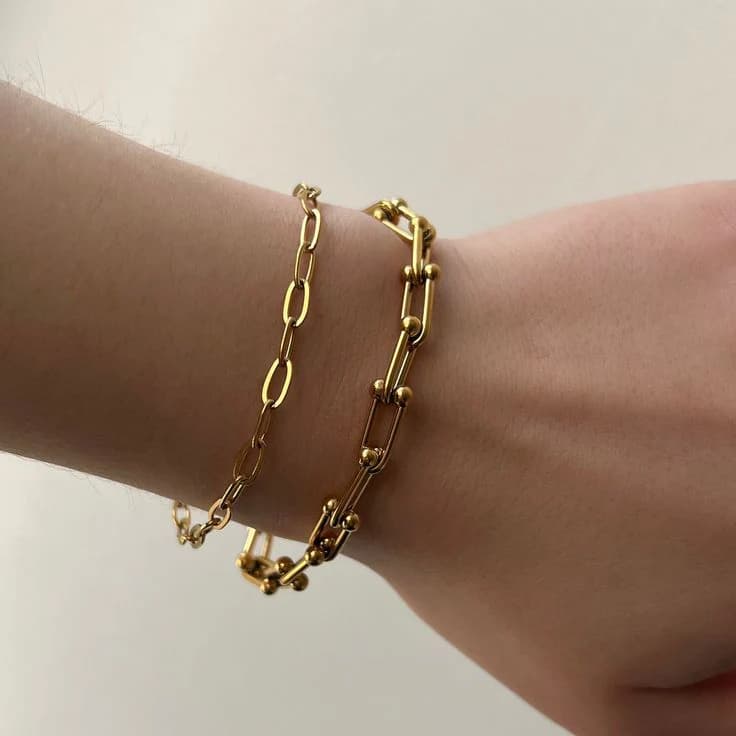 2 Bracelets (Slim Paper Clip + Paper Clip) - Stainless Steel