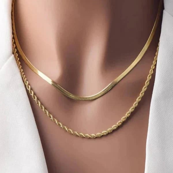 Necklaces (Snake + Thin Beads) - Stainless Steel