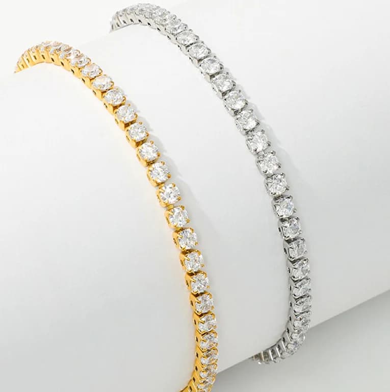 Ultra Slim Square Tennis Bracelets (Golden + Silver) - China Gold