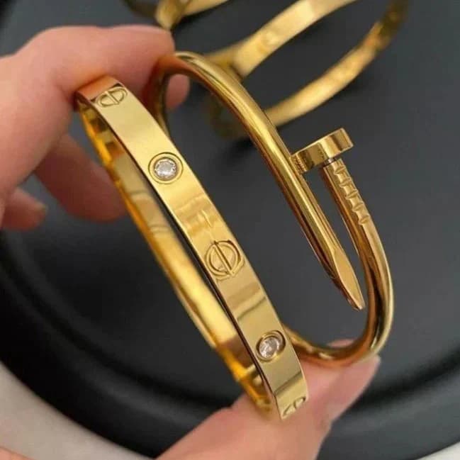 2 Bracelets (Screw Nail + Cartier) - Stainless Steel