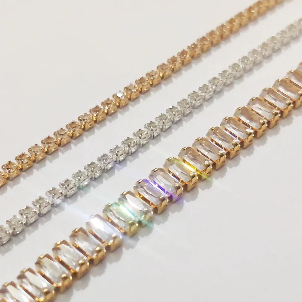 Three Tennis Bracelets (Golden + Silver) - China Gold