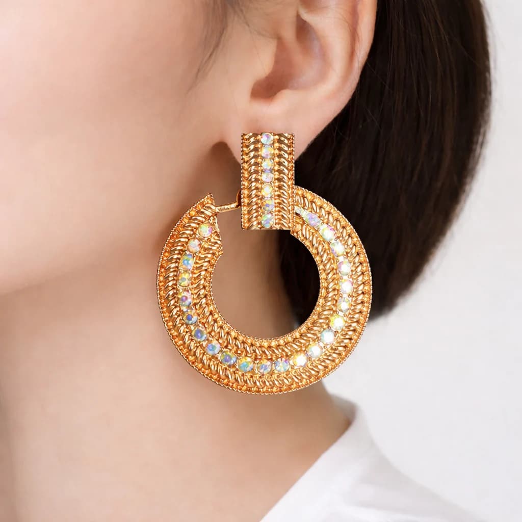 Double Round Pearl Earrings - China Gold