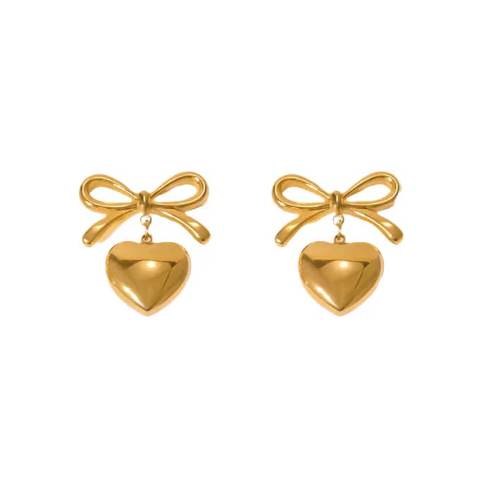 Bow Heart Tops - Stainless Steel