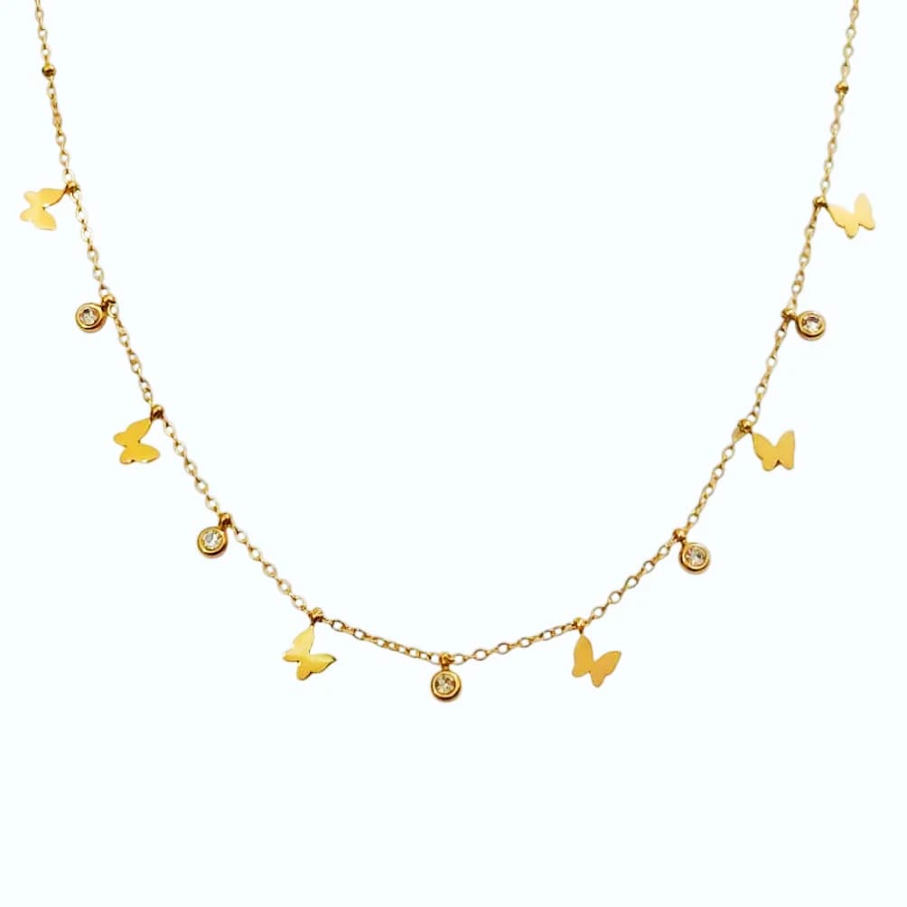 Butterfly Diamond Necklace - Stainless Steel