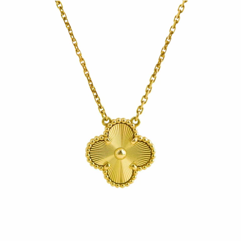 Golden Four Leaf Clover Necklace - Stainless Steel