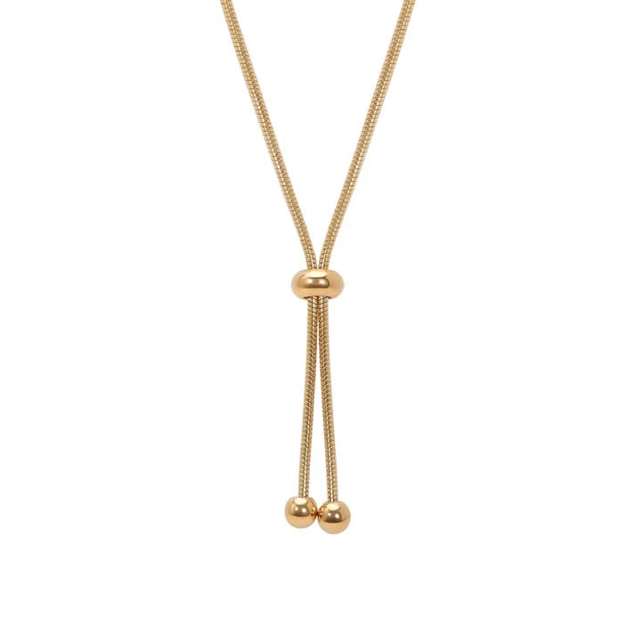 Double Ball Lace Chain Necklace - Stainless Steel