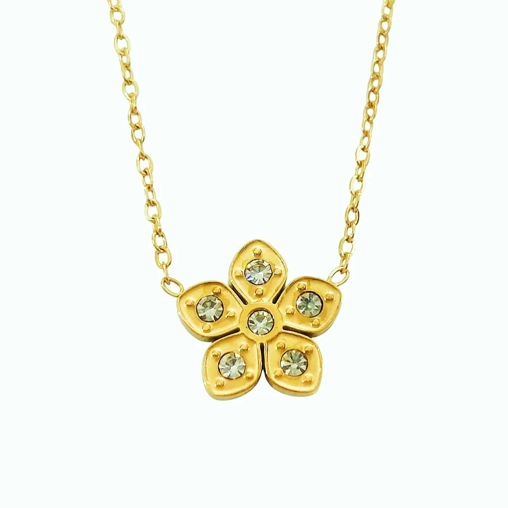 Crystal Flower Pendant - Stainless Steel