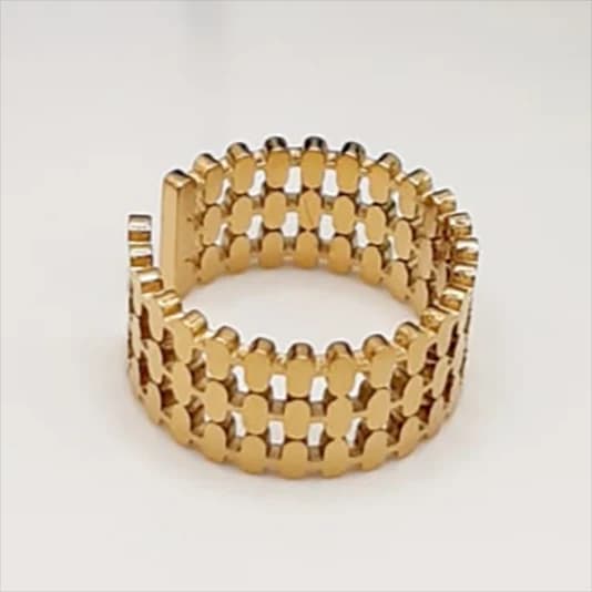 Coin Pattern Link Ring - Stainless Steel
