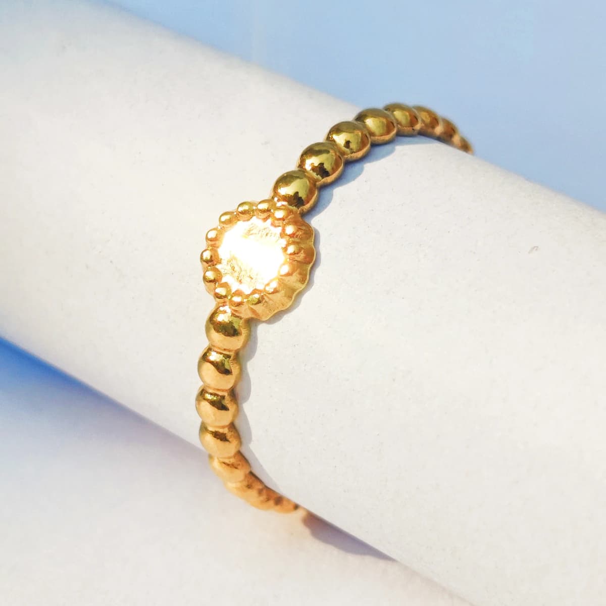 Mirror Beads Adjustable Ring - Stainless Steel